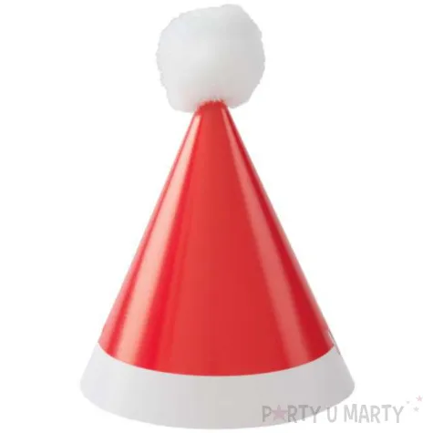 czapeczki papierowe swiety mikolaj z pomponikiem unique 8 szt