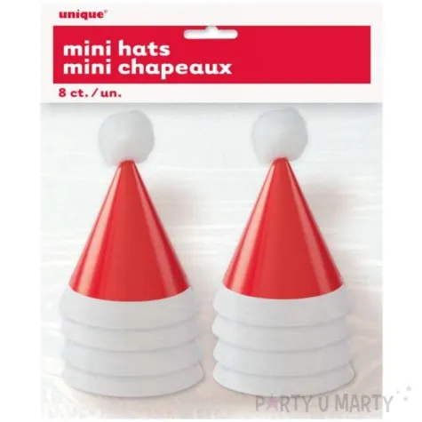 czapeczki papierowe swiety mikolaj z pomponikiem unique 8 szt