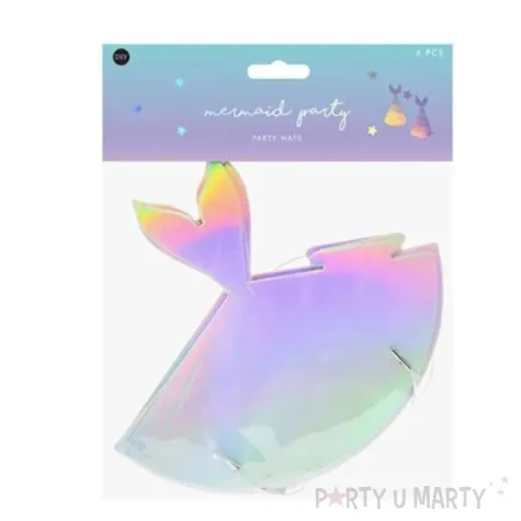 czapeczki papierowe syrenka opalizujacy partydeco 18 cm 6 szt