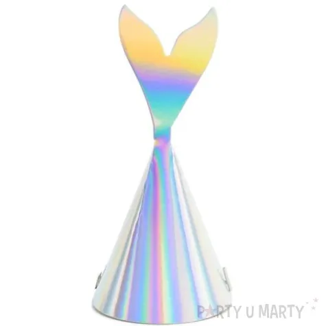 czapeczki papierowe syrenka opalizujacy partydeco 18 cm 6 szt