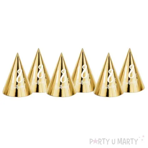 czapeczki papierowe szalona 18 tka zlote partydeco 6 szt