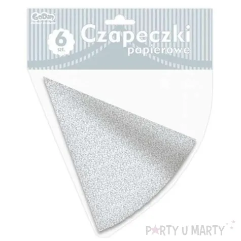 czapeczki papierowe tradycyjne srebrne 6 szt