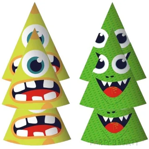czapeczki papierowe wesole potwory 6 szt