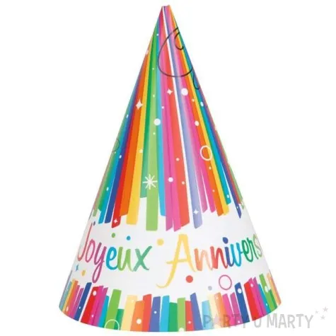czapeczki papierowe wszystkiego najlepszego joyeux anniversaire unique 8 szt