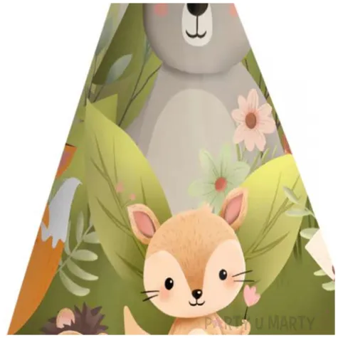 czapeczki papierowe zwierzeta lesni przyjaciele partypal 6 szt