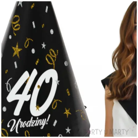 czapeczki urodzinowe 40 urodziny glamour birthday 3 szt