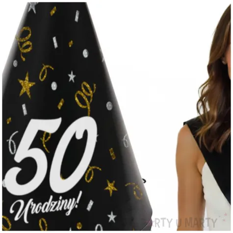 czapeczki urodzinowe 50 urodziny glamour birthday 3 szt