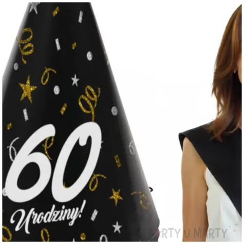 czapeczki urodzinowe 60 urodziny glamour birthday 3 szt