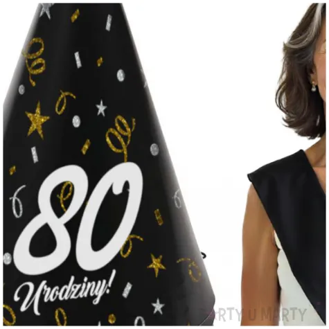 czapeczki urodzinowe 80 urodziny glamour birthday 3 szt