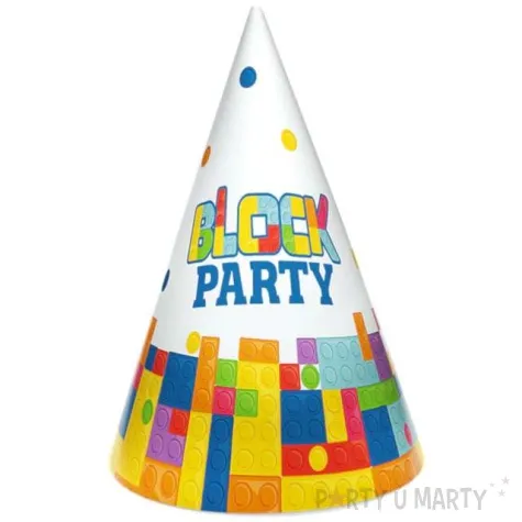czapeczki urodzinowe klocki block party partypal 6 szt
