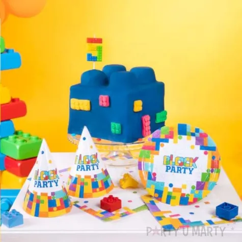 czapeczki urodzinowe klocki block party partypal 6 szt