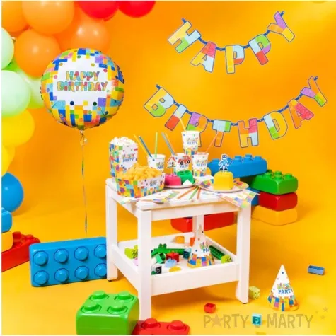 czapeczki urodzinowe klocki block party partypal 6 szt