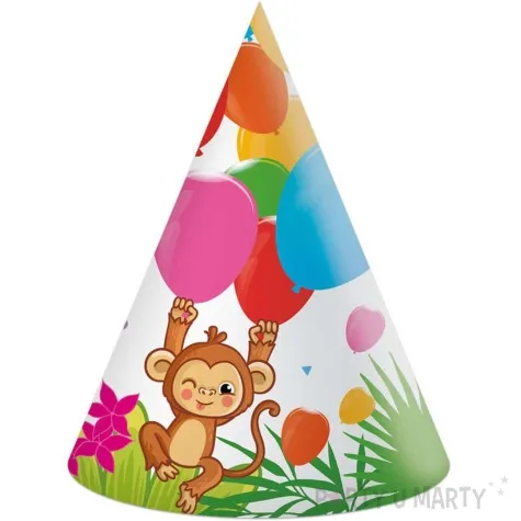 czapeczki urodzinowe zwierzeta safari procos 6 sztt