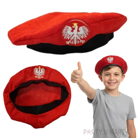 czapka beret zolnierza polskiego czerwony 52 54 cm