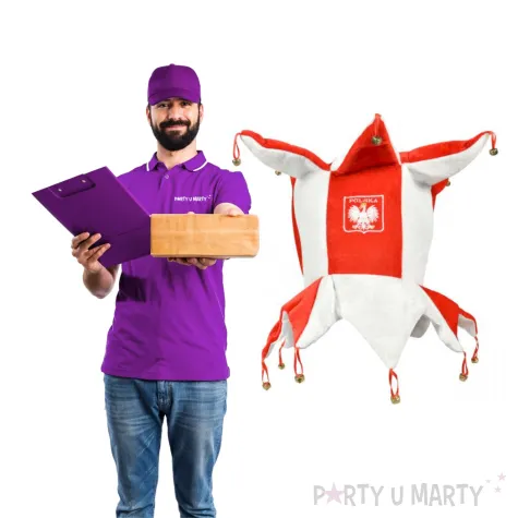 czapka cylinder kibica z dzwoneczkami bialo czerwony arpex