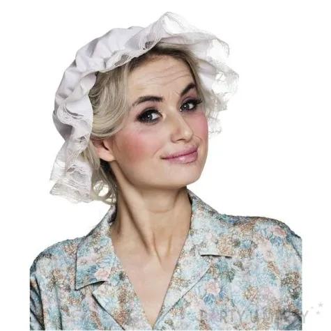 czapka czepek babci bialy boland