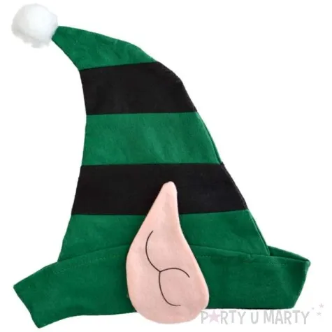 czapka elf w paski czarno zielona arpex