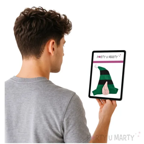 czapka elf w paski czarno zielona arpex