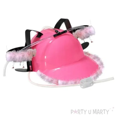 czapka kask piwny z puszkiem rozowy propa ganda