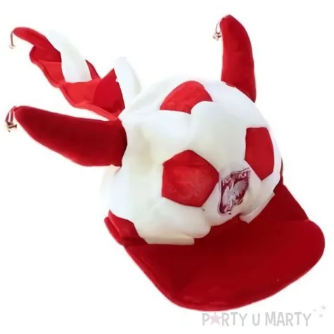 czapka kibica z rogami i ogonem bialo czerwona arpex