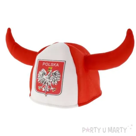 czapka kibica z rogami polska