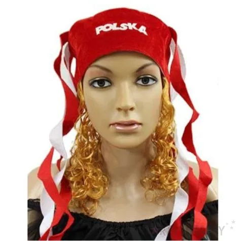 czapka kibica z rudymi lokami polska