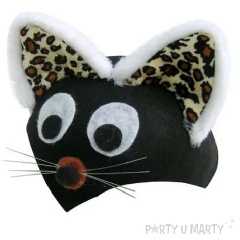 czapka kotek z oczami czarna filcowa party tino