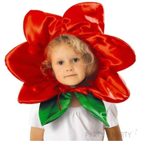 czapka kwiatek czerwony kraszek