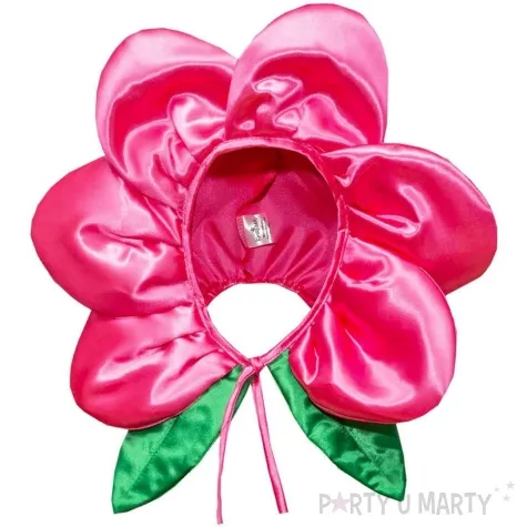 czapka kwiatek rozowy ciemny kraszek