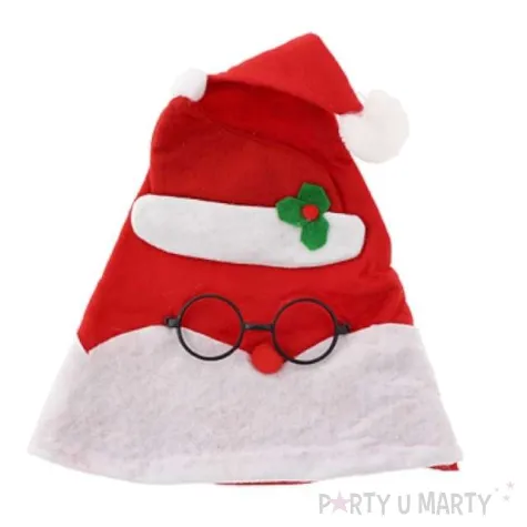 czapka mikolaj w okularach 30 x 42 cm