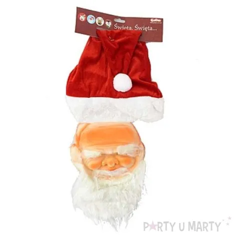 czapka mikolaj z maska 2w1 30x45 cm