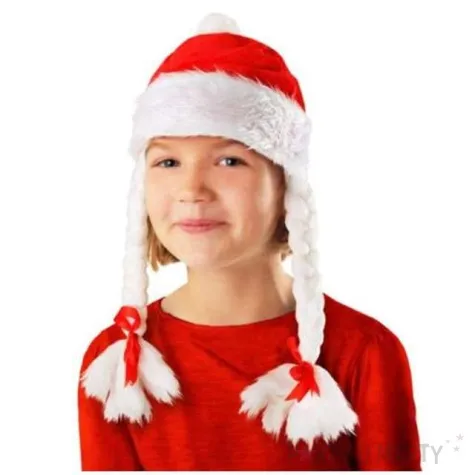 czapka mikolajka z warkoczykami kraszek 26 cm