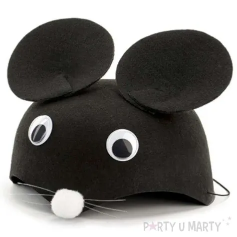 czapka myszka z wasami czarna partydeco