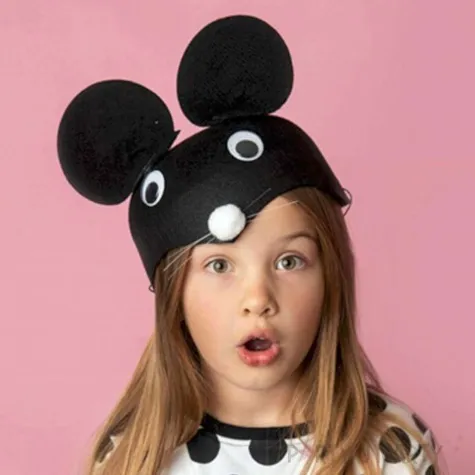 czapka myszka z wasami czarna partydeco
