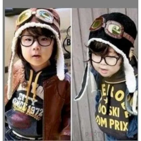 czapka pilotka dla dzieci czarna