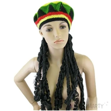 czapka rastaman jamajka z dlugimi wlosami godan