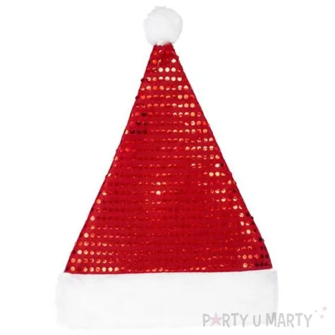 czapka swiety mikolaj cekinowa kraszek