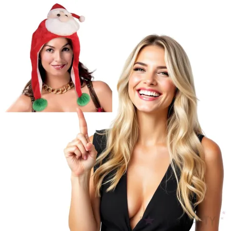 czapka swiety mikolaj na glowie czerwona guirca