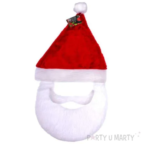 czapka swiety mikolaj z broda i wasami kraszek