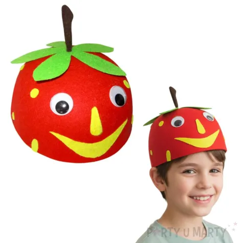 czapka truskawka filcowa kraszek