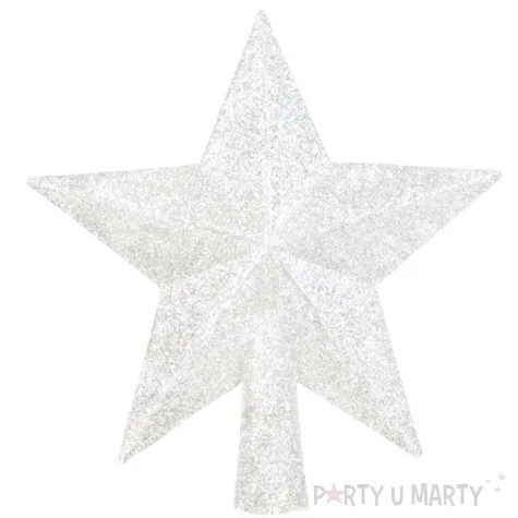 czubek choinkowy gwiazda brokatowa perlowy arpex 14 cm