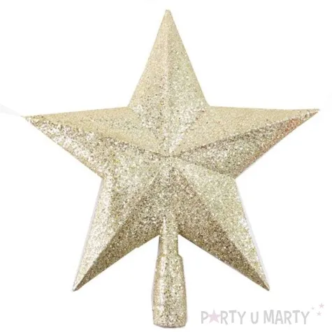 czubek choinkowy gwiazda brokatowa zloty tropic 23 5 cm