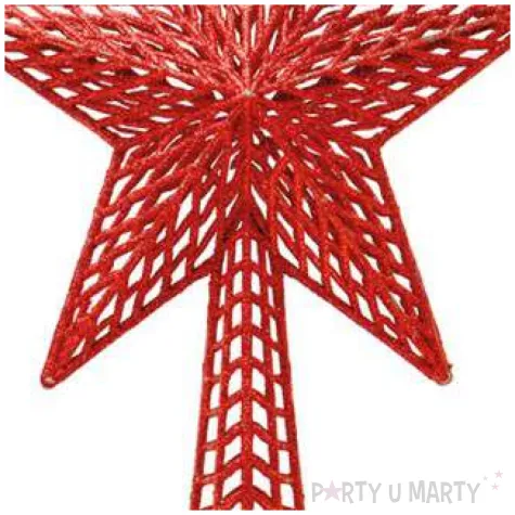 czubek choinkowy gwiazda czerwona guirca 37 cm
