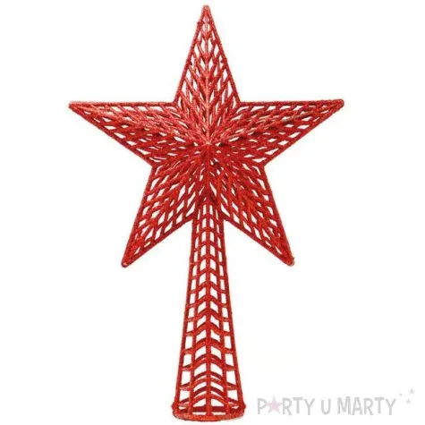 czubek choinkowy gwiazda czerwona guirca 37 cm