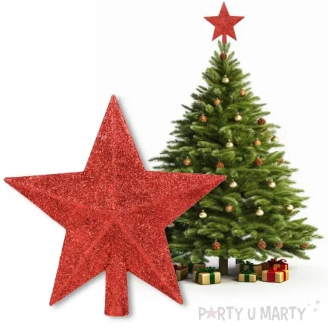 czubek choinkowy gwiazda czerwony arpex 14 cm