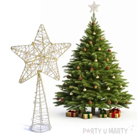 czubek choinkowy gwiazda metalowa zloty arpex 27 cm