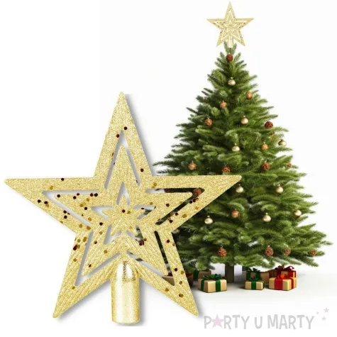 czubek choinkowy gwiazda swiateczna zloty arpex 20 cm