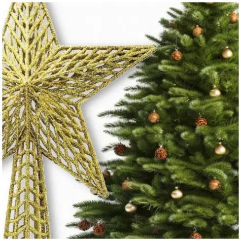 czubek choinkowy gwiazda zlota guirca 37 cm
