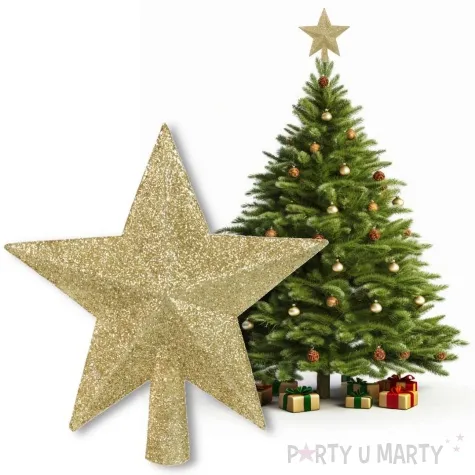 czubek choinkowy gwiazda zloty arpex 14 cm