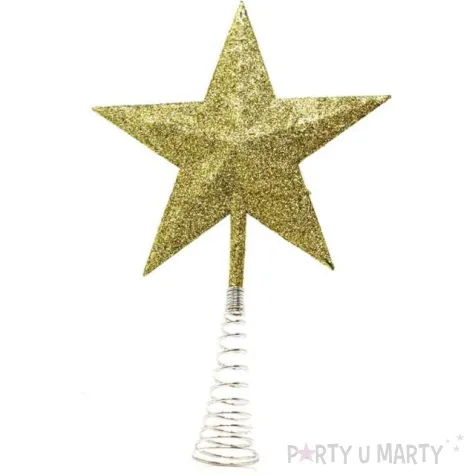 czubek choinkowy gwiazda zloty guirca 23 cm